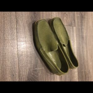 Sergio Rossi green suede loafers